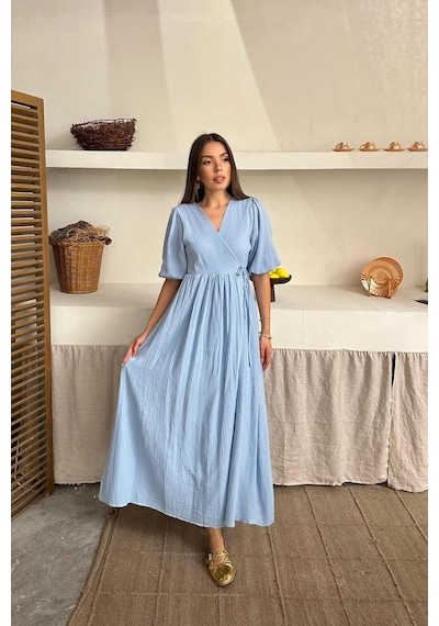 De'charme Bebe Mavi Müslin Uzun Elbise Diğer