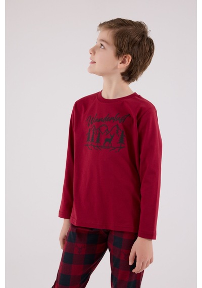 Arnetta Erkek Çocuk Bordo Pijama Takımı 5274-48515 Bordo