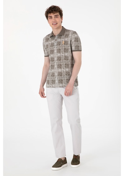 U.S. Polo Assn. Erkek Regular Fit Polo Yaka Vizon Desenli Tişört 50299641-VR052