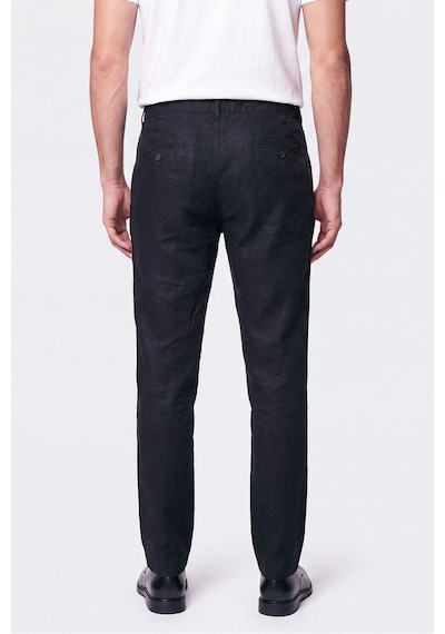 Comfort Fit Beli Lastikli %100 Keten Siyah Pantolon P 1215