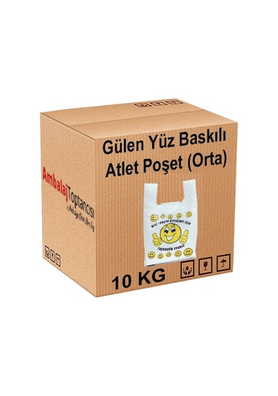 Gülen Yüz Baskılı Atlet Poşet Orta - 10 Kg