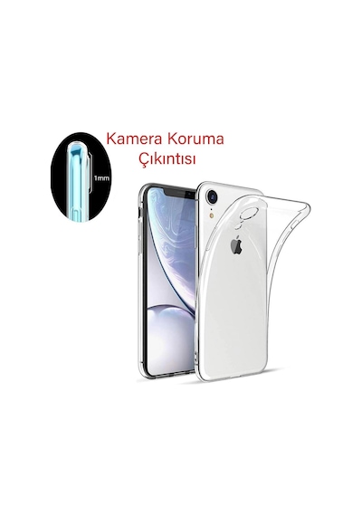 Apple Uyumlu iPhone Xr Kilif Seffaf Silikon Kamera Korumali 3D Tipali 390785808
