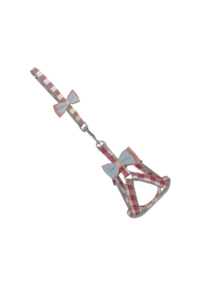 Markapet Köpek Göğüs Tasma Seti Ekose Desenli Papyonlu 1.5 CM 35-48 CM Kırmızı