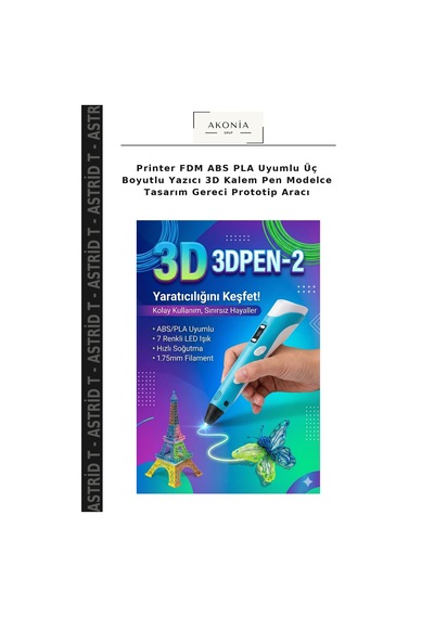 Printer Fdm Abs Pla Uyumlu Üç Boyutlu Yazıcı 3d Kalem Pen Modelce Tasarım Gereci Prototip Aracı
