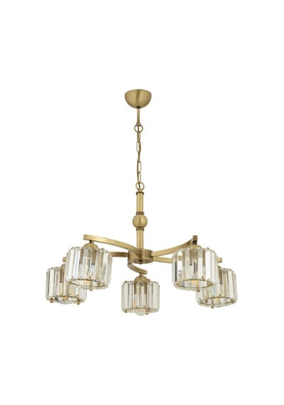 Amir 5 Kollu Eskitme Kristalli Taşlı Modern Tasarım Kristal Salon Avize