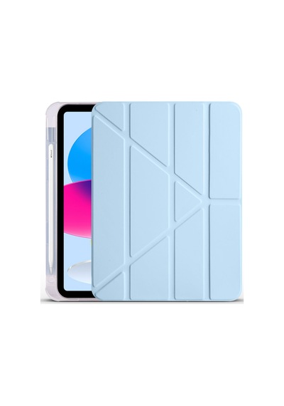 Lexroo Apple Uyumlu iPad 11.nesil 2025 Kılıf Tri Folding Kalem Bölmeli Standlı Kılıf - Mavi Silikon