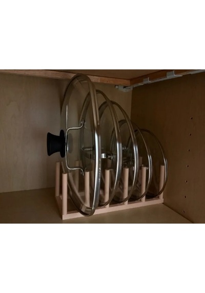 Bezos 3d Baskı Tencere Kapak Rafı 5 Kapaklı Dolap İçi Kapak Düzenleyici Yuvalı Kapak Standı Bej Hb006