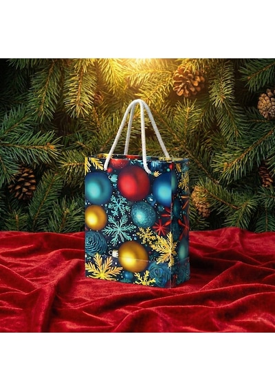 Eczane Hediyelik & Alışveriş Karton Çanta Körüklü Mutlu Yıllar 14 x 20 x 8 CM10 Adet