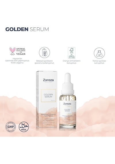 Zaroza Yaşlanma Karşıtı Collagen Niacinamide 24k Altın Yapraklı Serum 30 Ml Sku: Smg8690010417947