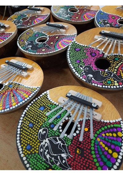 Hindistan Cevizinden El Yapımı Mini Parmak Piyano Kalimba 7 Nota