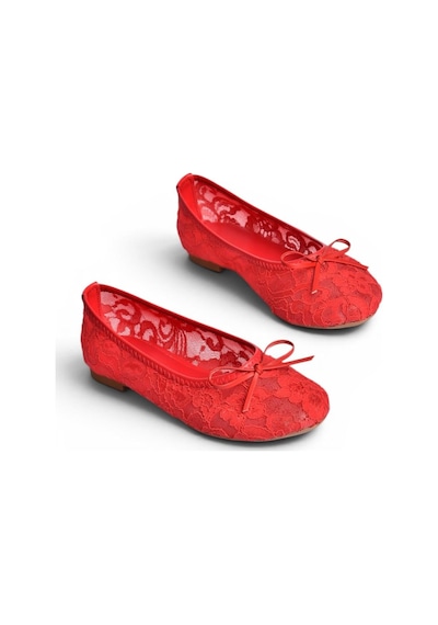 Fox Shoes Y726785206 Kırmızı Dantelli Kadın Babet