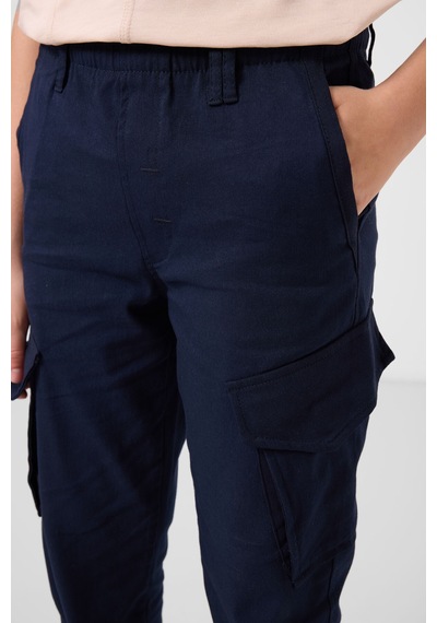 Tommy Life Lacivert Standart Fit Dokuma Hafif Esnek Chino Erkek Çocuk Pantolon - 11271 Lacivert