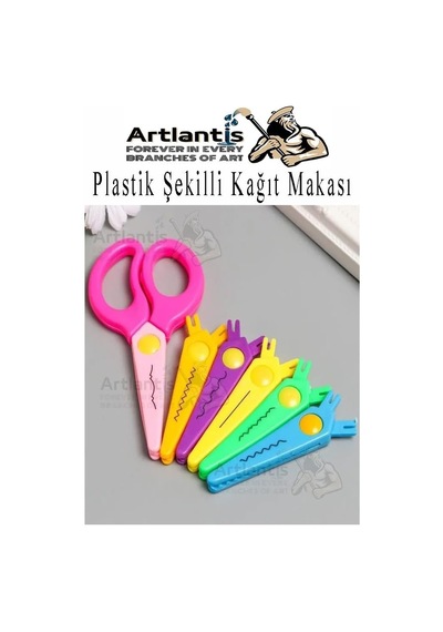 Plastik 6 Lı 1 Paket Değişebilen Desenli Tırtıklı Makas Güvenli Plastik Çocuk Şekil Makas Okul Öncesi