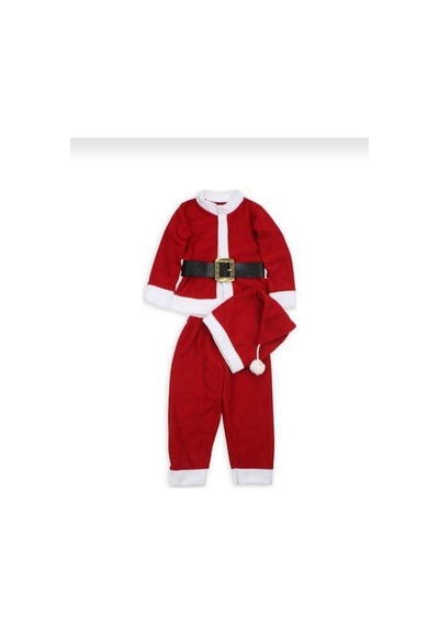 Pazarız Noel Baba Kostümü Kemerli Takım Kırmızı