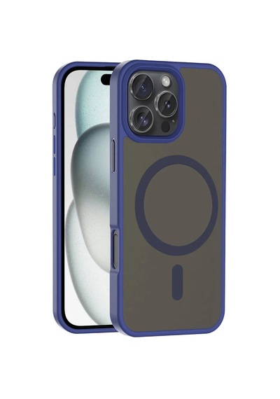 Zore Apple iPhone Uyumlu 16 Pro Max Kılıf M-safe Şarj Özellikli Mat Arka Yüzey Sio Kapak Lacivert