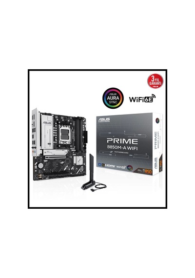 Asus Prıme B850m-a Wıfı, 4xddr5, 3xm.2, 2xdp, Hdmı, Type-c, Wi-fi 6, Bluetooth 5.3, Am5 Soket Anakar