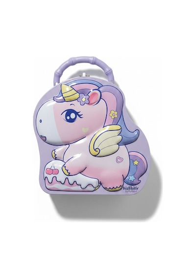 Bymyhand Metal Lila Kilitli Unicorn Temalı Kulplu Kumbara 17 X 16cm