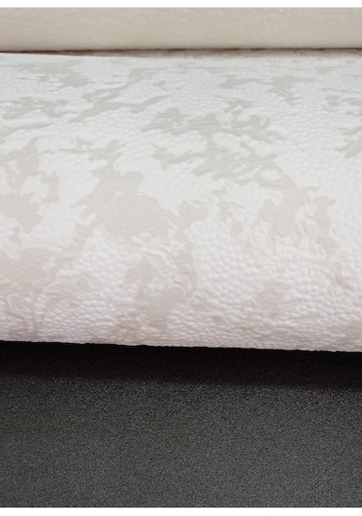 Kendinden Desenli Kabartmalı Silinebilir Duvar Kağıdı 53 Cm Genişliğinde 10 Metre Uzunluğunda Beyaz