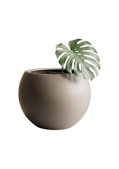 Zevli Modern Küre Saksı 7l - İskandinav Tarzı, Orta Boy Dekoratif Salon Ve Bahçe Saksısı Mocha 001