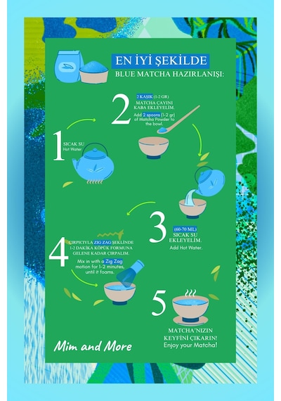 Mim And More Blue Matcha Mavi Spirulina Superfood Matcha Tozu 50 G
