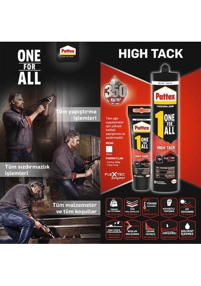 Pattex One For All Yapıştırıcı Montaj Silikonu Beyaz 280Ml (502538269)