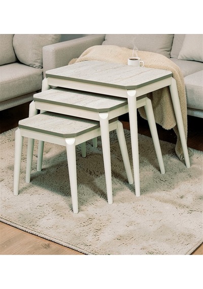 Msy Home Roma 3 Lü Pratik İç İçe Geçen Zigon,yan,orta Sehpa Mdf Modern Sehpa Takımı Bej