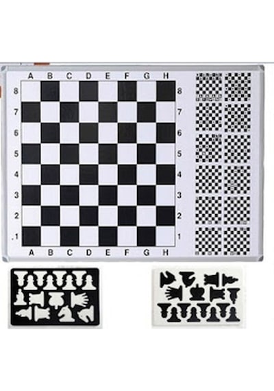 Satranç Tahtası 70x100 Cm Egitimli Manyetik Duvara Monte Taşlar Dahil-pan602