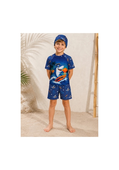 Rony Pony Kids Erkek Çocuk Lacivert-beyaz Şapkalı Mayo Takımı - 3 Parça Lacivert Beyaz Rony Pony Kids Erkek Çocuk Lacivert-beyaz Şapkalı Mayo Takımı - 3 Parça Lacivert Beyaz