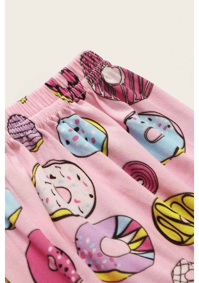 Merry See Kısa Kollu Alt Uzun Donut Baskılı Pijama Takımı 001