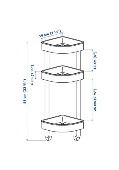 Brogrund Duş Sepeti, Paslanmaz Çelik, Vontestore 19x58 Cm Gri Gri