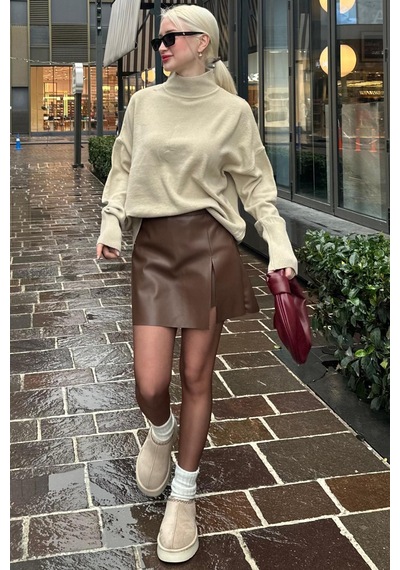 Seeh Camel Mini Boy Kadın Deri Etek Sh335 Basic