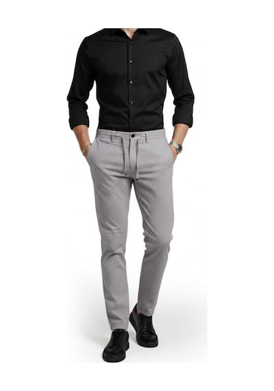 Deepsea Erkek Taş Likralı Gofre Kumaş Beli Lastikli İpli Slim Fit Günlük Pantolon 2600650 Taş