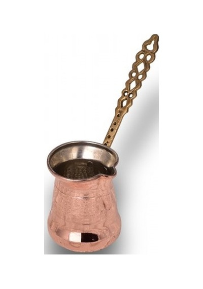 Turna Bakır Sultan Cezve 2 No Kalın Pirinç Kulp 3 Fincan Makine Dövmesi