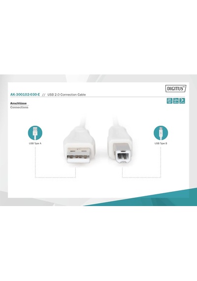 Ak-300102-030-e 3m Usb2.0 Type-a To Type-b Kablo Beyaz Standart