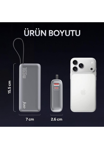 20000mah 165w Led Ekranlı Type-c Kablolu Powerbank Usb-a + Usb-c Macbook Notebook Telefon Taşınabilir Pd Hızlı Şarj Cihazı