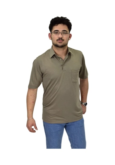 Erkek Gömlek Yaka Tişört T6064 Bgl-st04541 Vizon