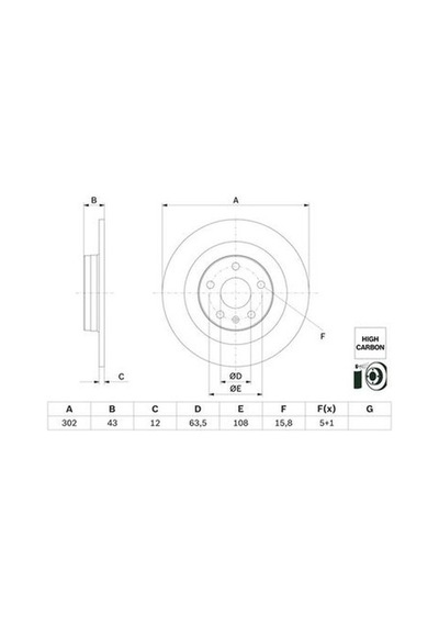 Volvo S90 2.0 B5 2021-2024 Bosch Arka Disk 302mm 2 Adet