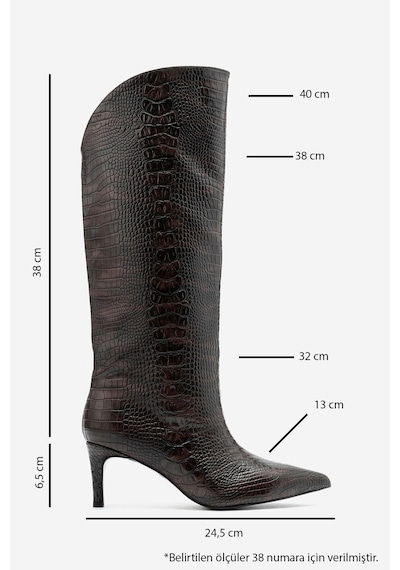 Luvi Shoes Merlyn Kahverengi Baskı Kadın Topuklu Çizme
