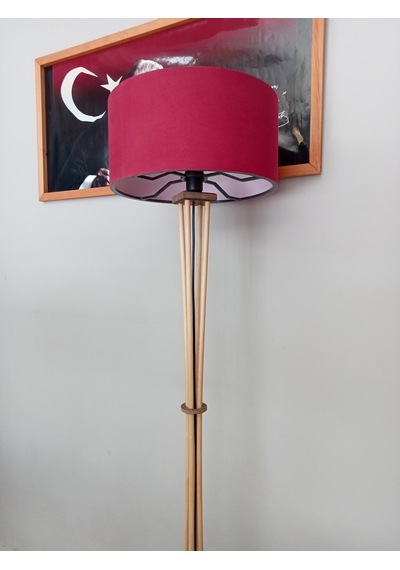Ahşap Lambader- Köşe Lambası Bordo
