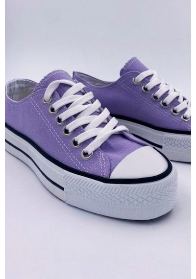 Skywalk Keten Lila Yüksek Taban Sneaker Spor Ayakkabı Lila