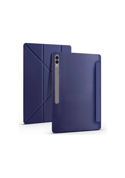Galaxy Uyumlu  Tab S9 Ultra Kılıf Frm Tri Folding Kalem Bölmeli Standlı Kılıf-siyah Arka Kapak