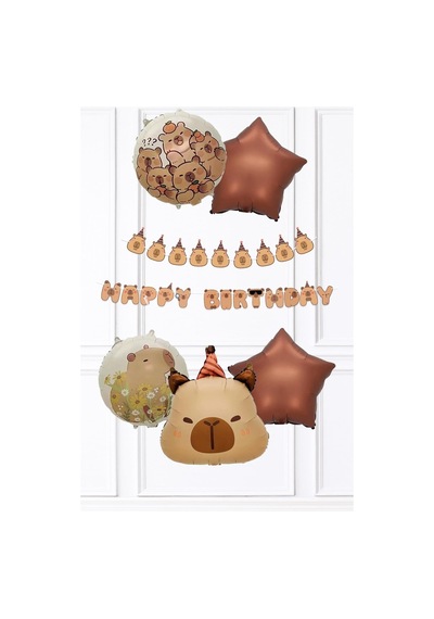 Kapibara Tema Doğum Günü Balon Seti Capybara Banner Ve 5li Balonlu Set Sku: Zeusstk2257493455 .