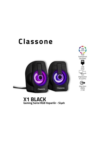 Classone Hoparlör 1+1 Usb Rgb X1b