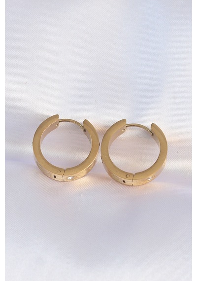 Ezoconcept 316l Çelik Gold Renk Zirkon Taşlı Model Halka Küpe Çok Renkli
