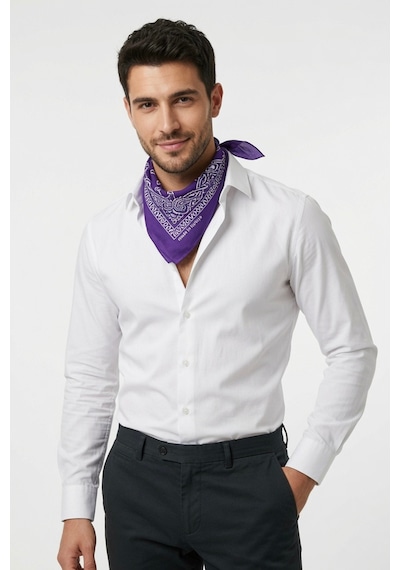 Mollycrush Unisex Mor Şal Desenli Fular Günlük Saç Aksesuarı, Boyunluk Ve Outdoor Bandana Mor