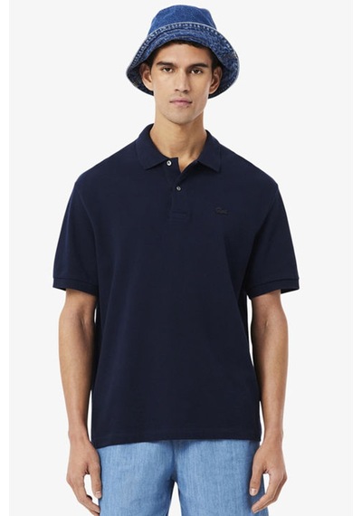 Lacoste Men's Loose Fit Kalın Pike Kumaş Polo T-shirt Erkek Polo Yaka Tişört Lacivert