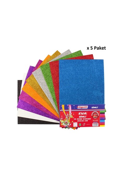 Bigpoint Simli Eva 20x30cm Karışık 10 Renk X 5 Paket