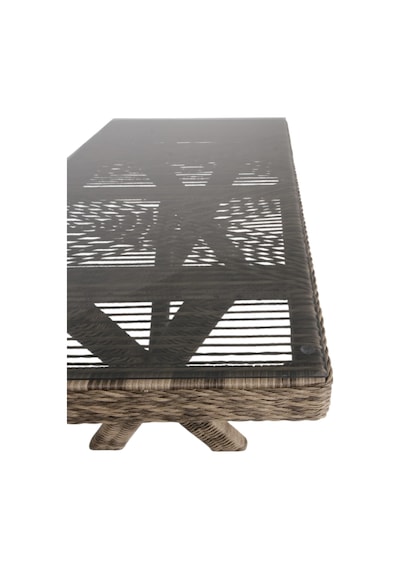 Bossa Rattan Bahçe Masa Takımı 100x200 6 Kişilik Bahçe Mobilyası Gri