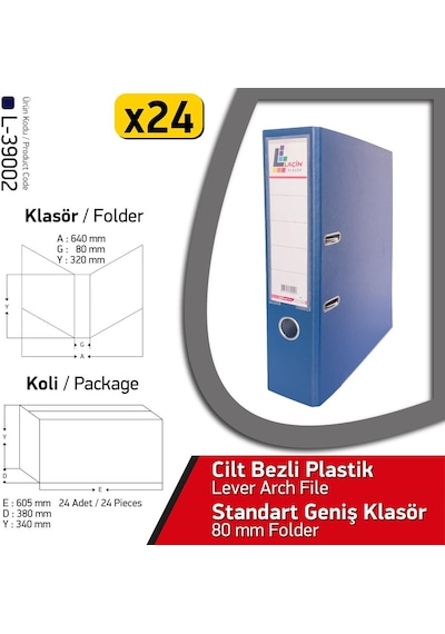 Laçin Klasör Lacivert Geniş 24 Adet 1 Koli