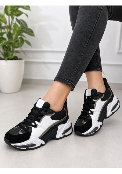 Papucumun Dünyası Kadın Retro Dinamik Tabanlı Street Style Spor Ayakkabı Siyah